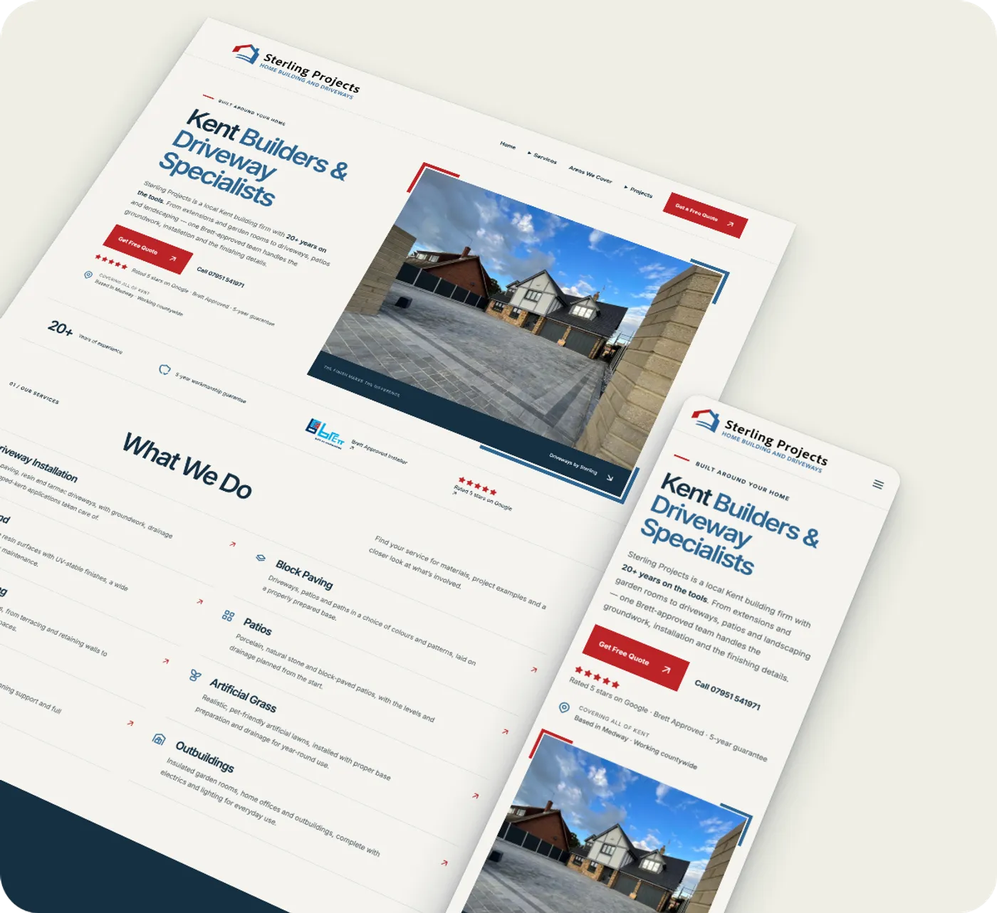 Sterling Projects website shown on desktop and mobile